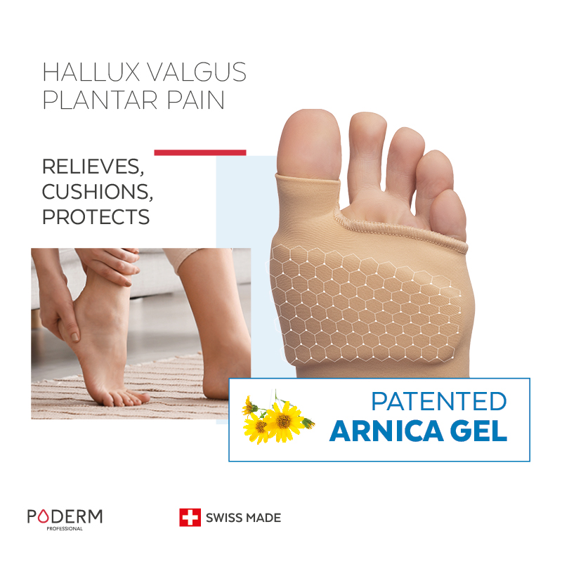 Poderm protection for plantar pain and hallux valgus with Arnica Hallux Valgus - Plantar pain Double Protection