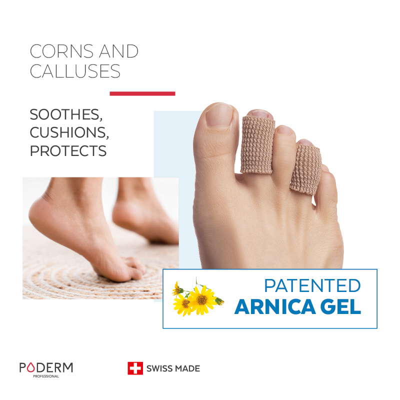 Treat a foot corns with Poderm digitube