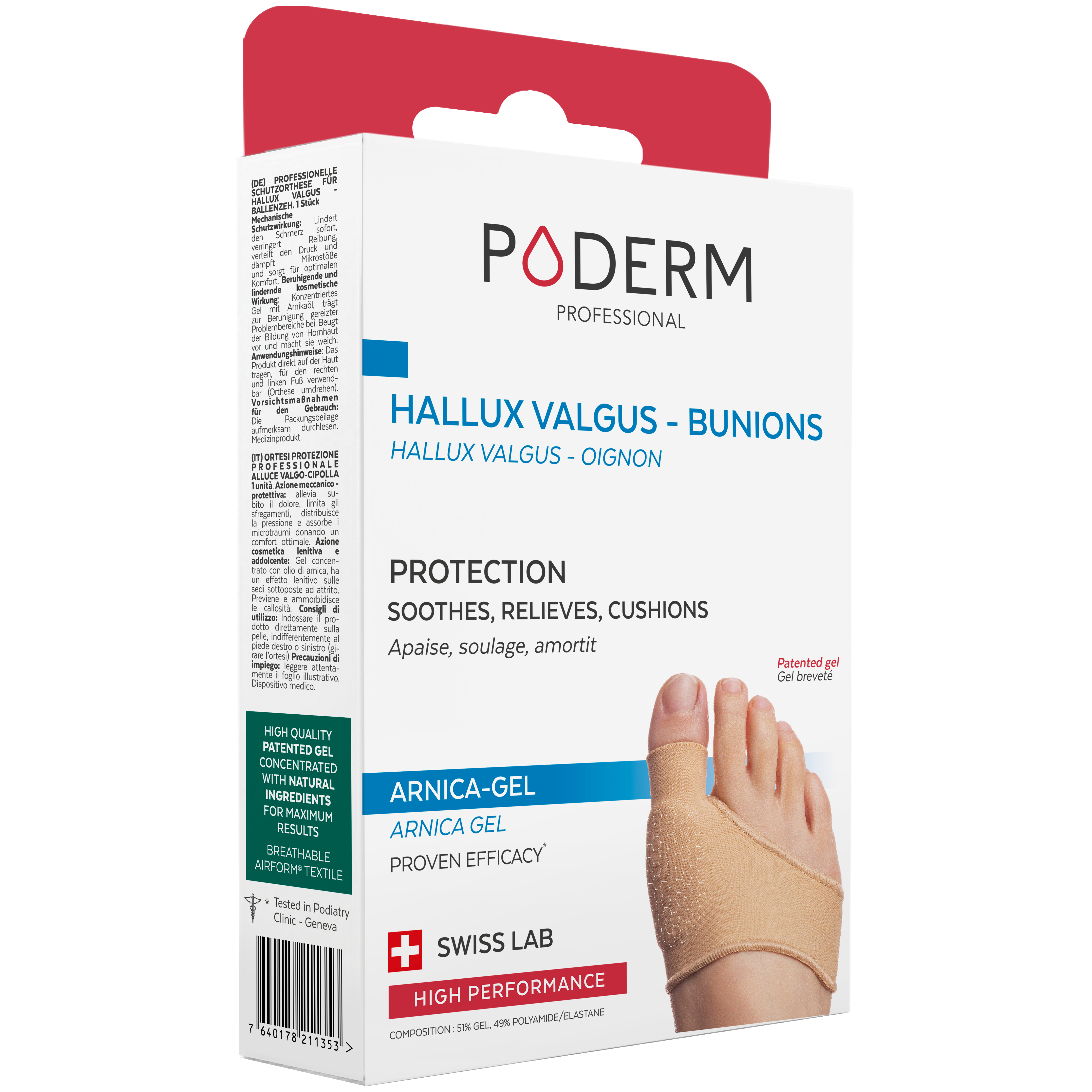 Protection gel arnica hallux valgus Poderm